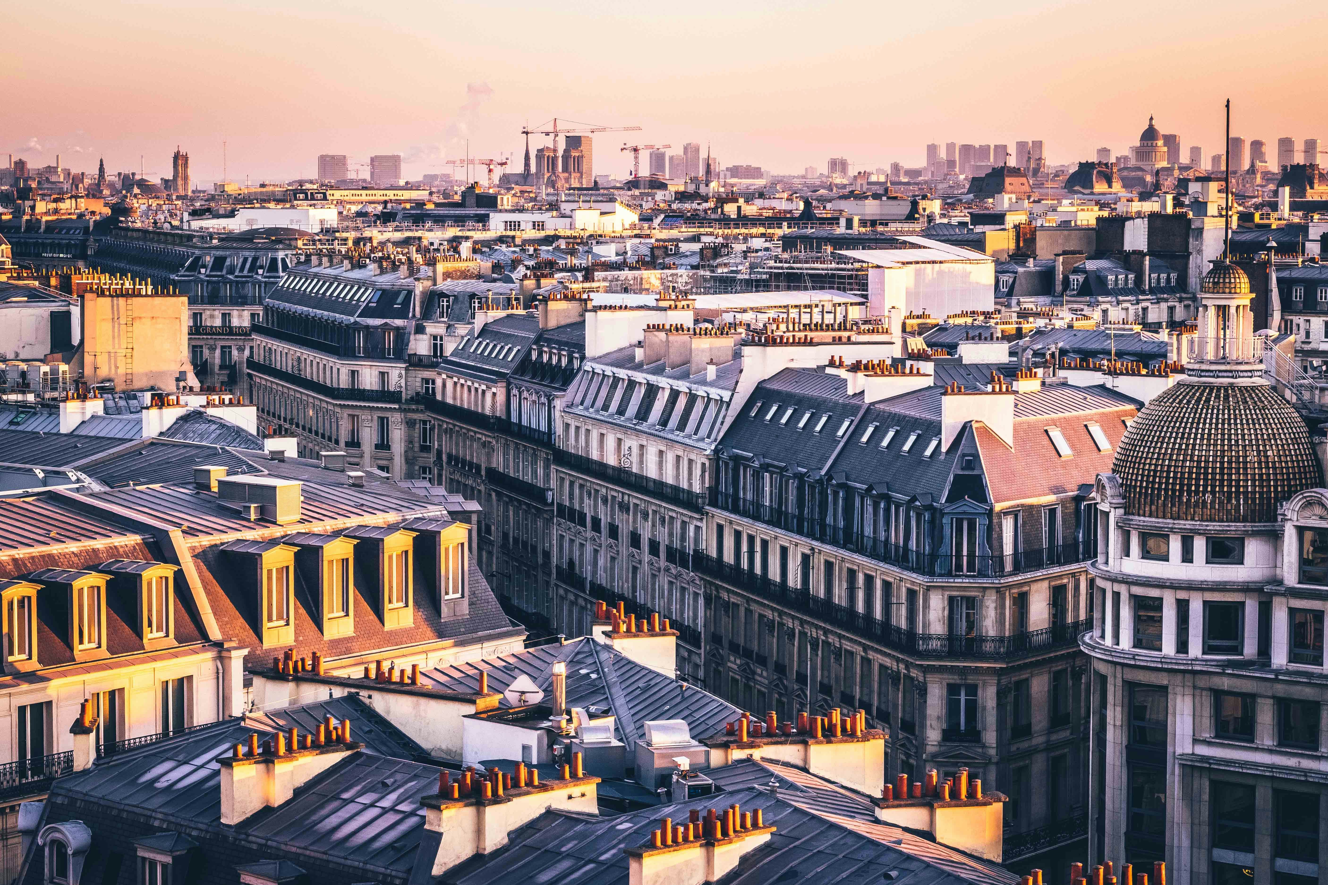 A view of rooftops in France.